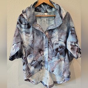 Lindi blue zipfront poncho